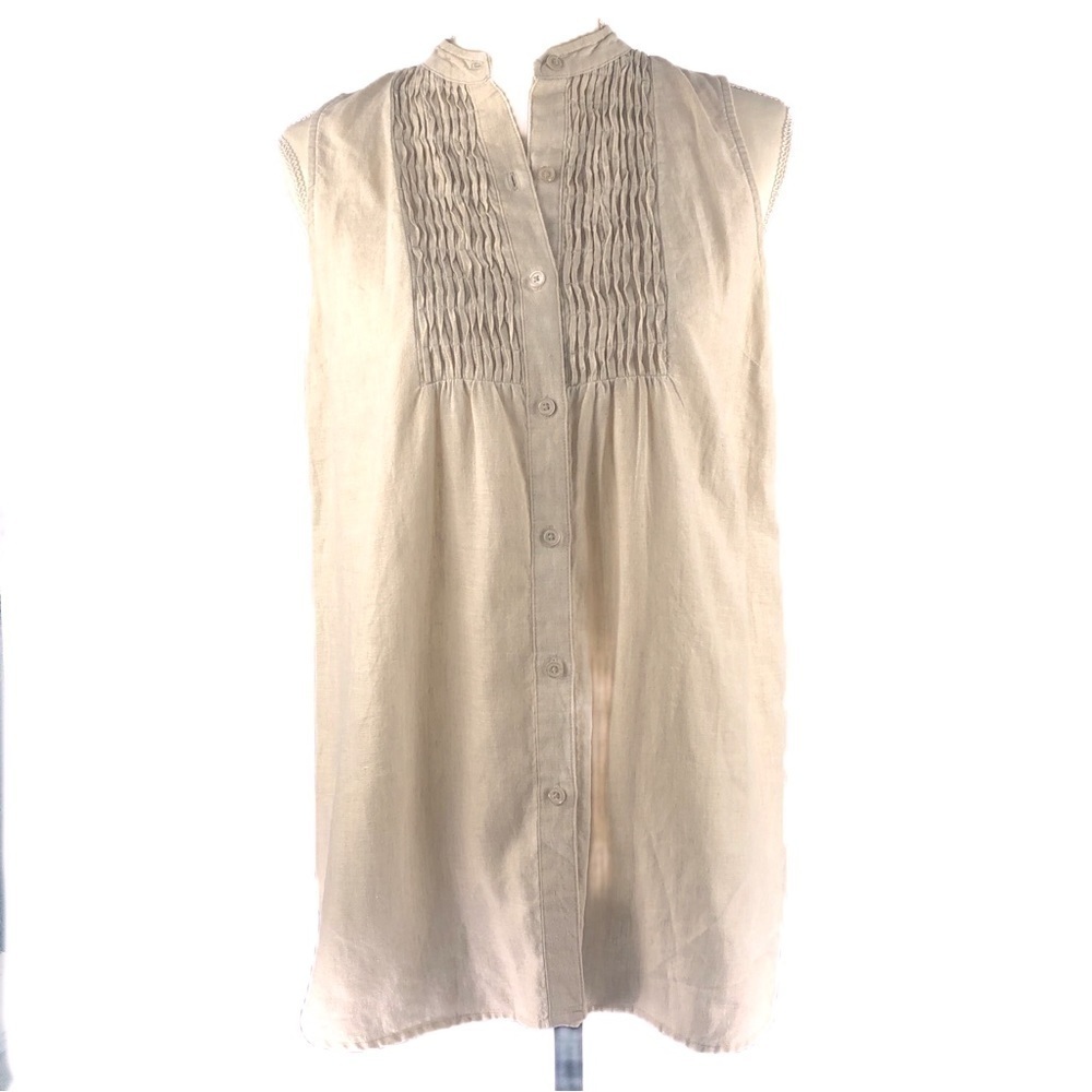 MICHAEL KORS (S) 100% Linen Sleeveless Blouse Natural color